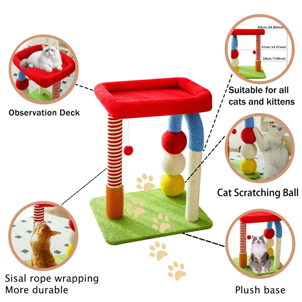 

Multi-Function Cat Furniture Cat Tree with Built-in Bed with Sisal Scratcher, Interactive Toys, and Cozy Resting Spots