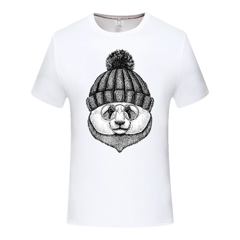 

Men's Fashion Cool Panda With glasses Printed T-Shirt Short Sleeve Novelty Design Tops Cool Tee Streetwear Hip Hop tees tops