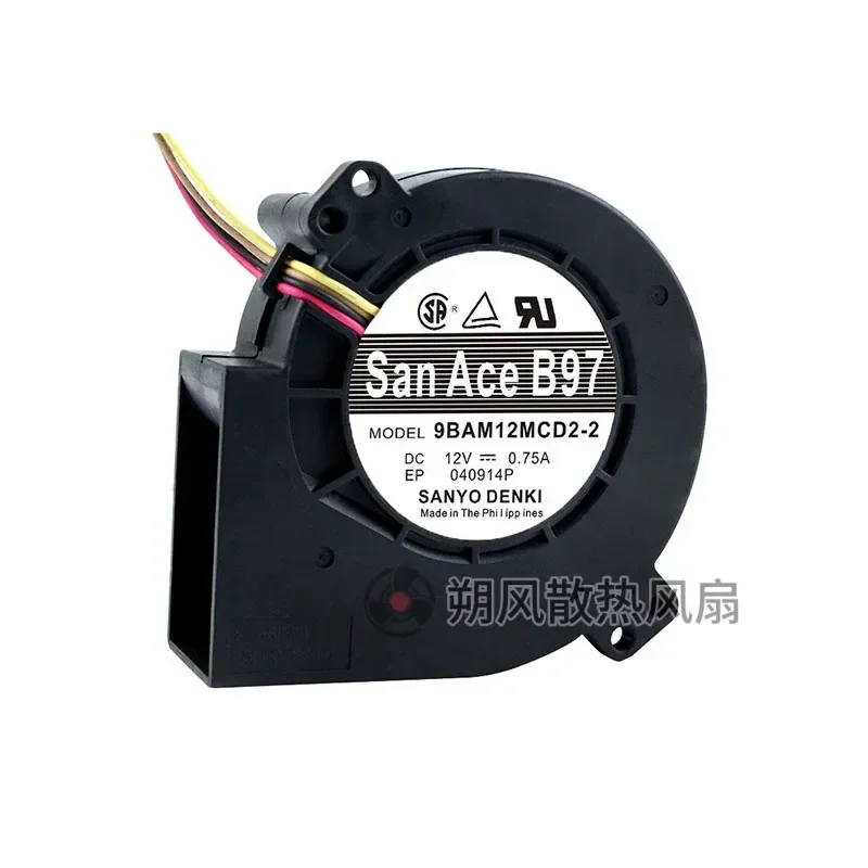 for 9BAM12MCD2 9733 12V 0.75A 4 Wire PWM Server Chassis Side Blowing Centrifugal Turbine Blower Fan