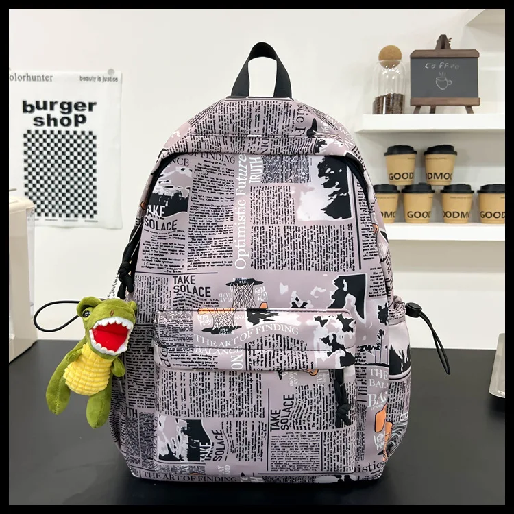 Korean Large Capacity Graffiti Pattern Backpacks 2025 New Waterproof Nylon School BookBags Teenager Boy Girls Travel Bcakpacks