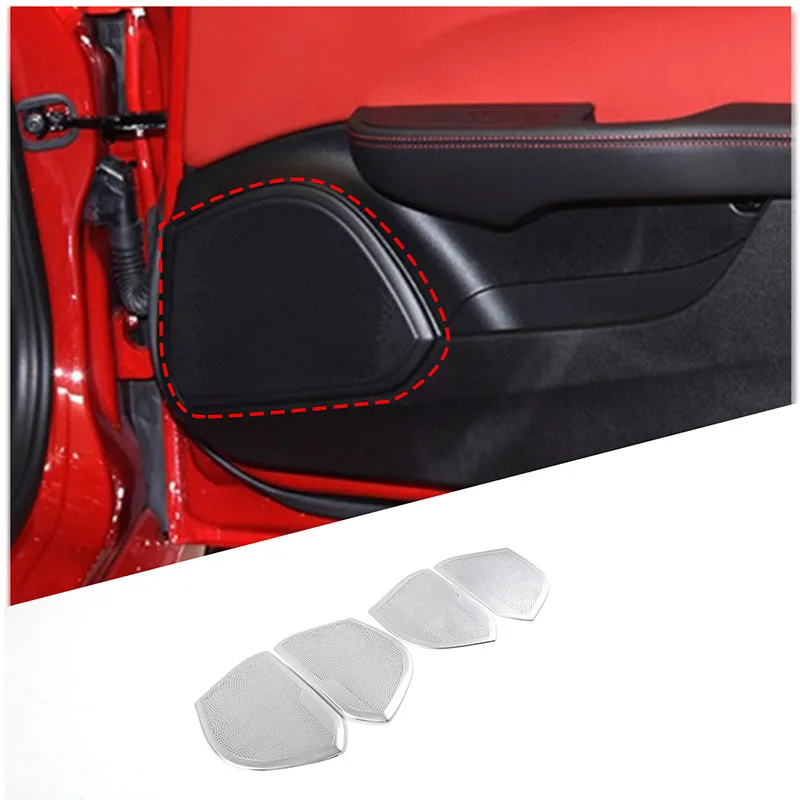 

4Pcs stainless steel silver For Alfa Romeo Giulia 2017-2020 car styling door horn mesh cover decorative sticker car accessories