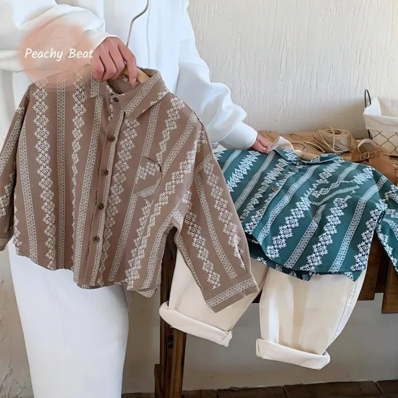 

Fashion Baby Girl Boy Cotton Full Print Shirt Long Sleeve Infant Toddler Child Outfit Spring Autumn Casual Baby Clothes 1-7Y