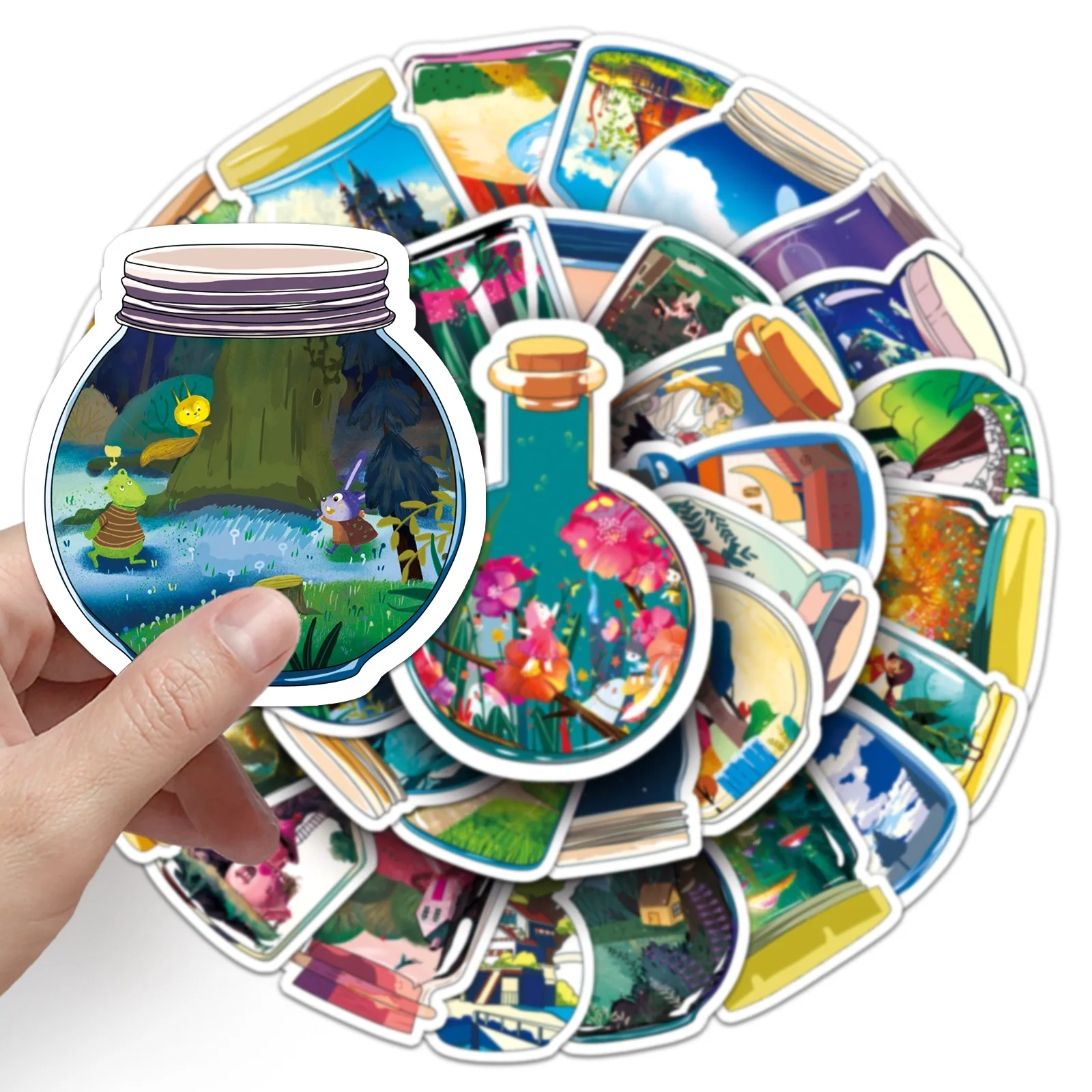 10/30/50pcs World In Bottle Cartoon Stickers Cute Children's Creative Luggage Computer Phone Diy Laptop Car Decorative Stickers
