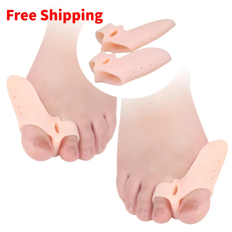 

1Pair Gel Overlapping Toe Orthosis Splitter Protector Hallux Valgus Corrector Hammer Feet Care Silicone Separators Straightener