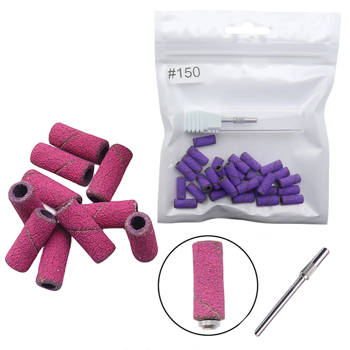 

31pcs per set 3mm Mandrel with Sanding Bands Pink Mini Zebra Sanding Bands Stainless Steel Nail Drill Bits Mandrel 3 Grits