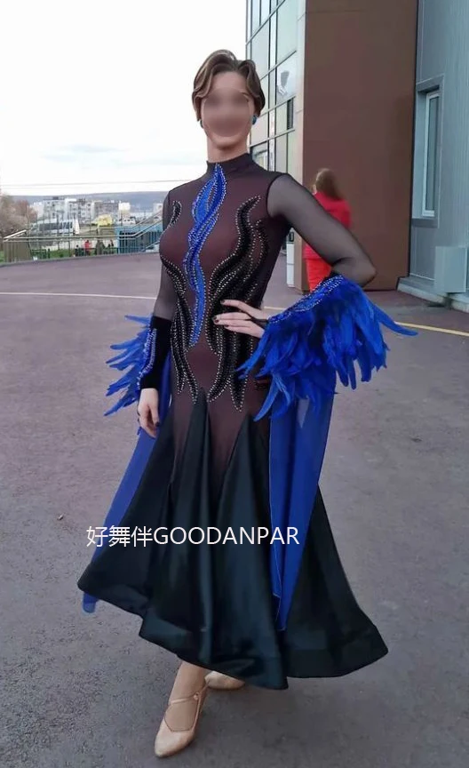 ballroom dance competition dress Standard Dance Dress black Costume ballroom dancing dresses  balroom dancewear Long Sleeve