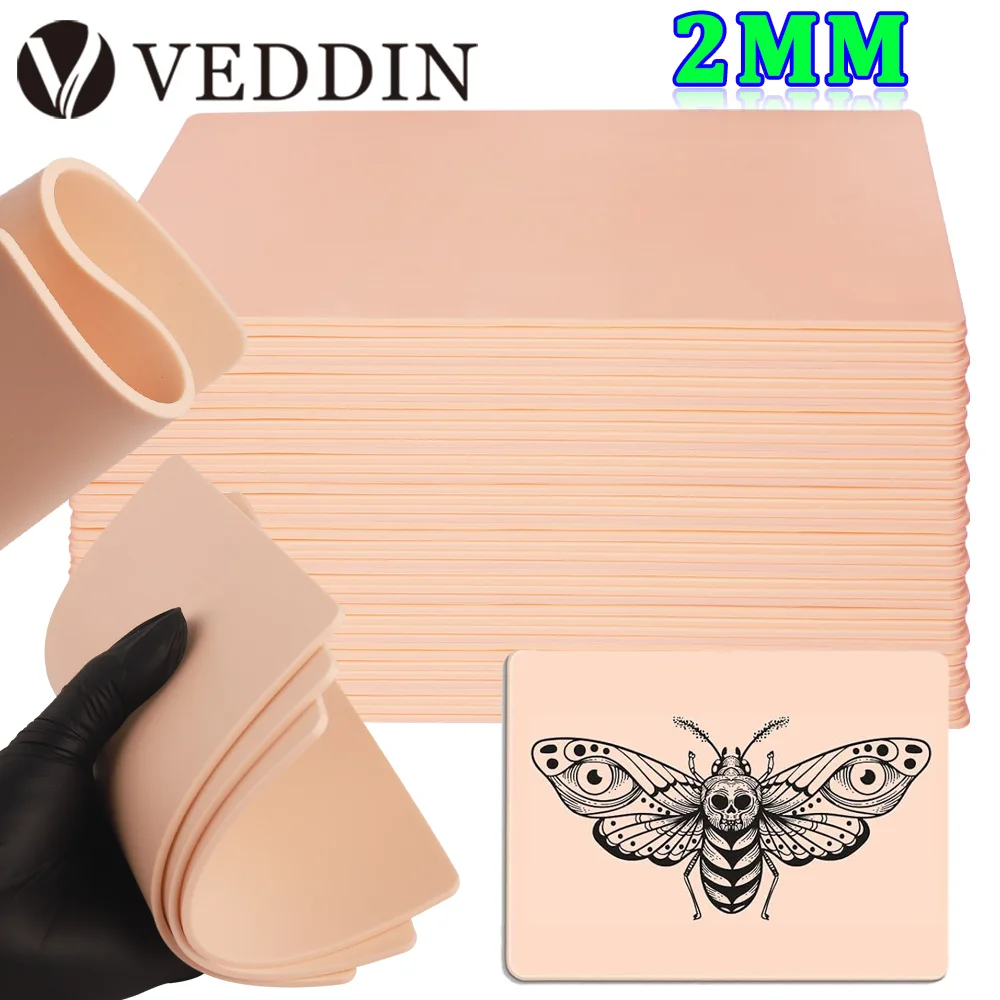 

20/15/10/8/5/1pcs Tattoo Practice Skin 2MM Silicone Fake Skin Double-Sided for Permanent Makeup Training Supply Tattoo Accessory