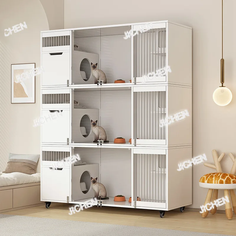 

ZQ Solid Wood Cat Villa Pet Cabinet Cage Household Indoor Nest House Oversized Space House House Cabinet