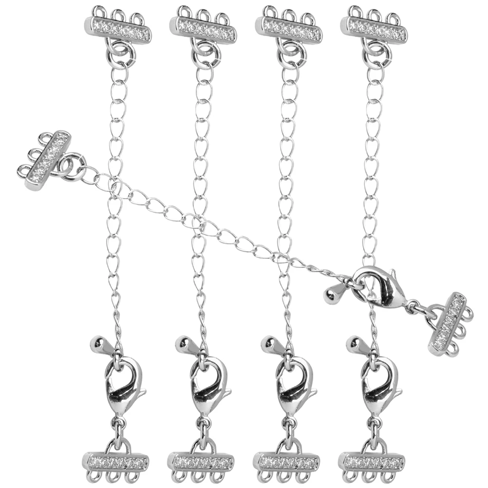 

5pcs Lobster Extenders Gold Necklace Chain Extender Triple CZ Necklace Bracelet Tail Chain DIY Jewelry Accessories