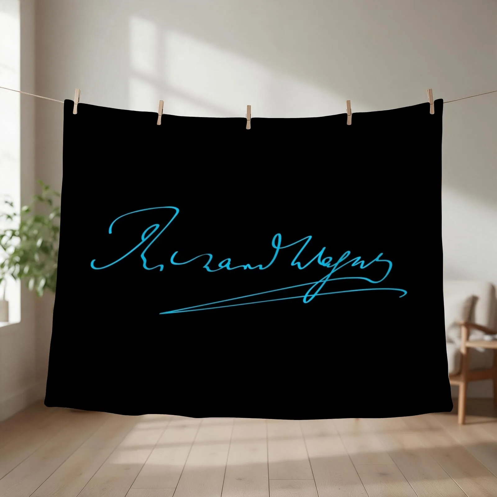 Richard Wagner - Signature - Blue - RB Throw Blanket couch cozy soft plush fuzzy picnic outdoor blanket