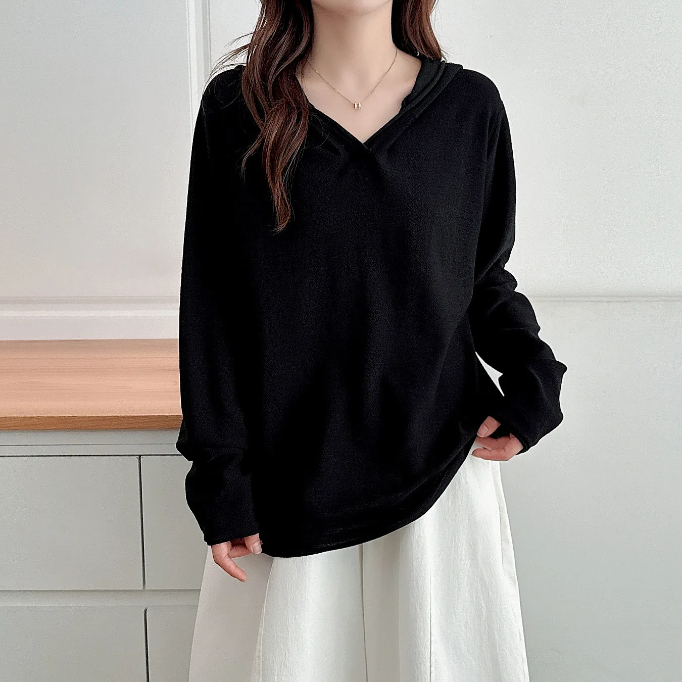 XXXXL Fashion Plus Size Women's Sweater 2025 Autumn New Simple And Casual Solid Color Hooded Ice Silk Knitted Jumpers 5021