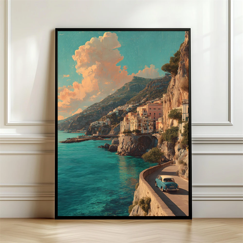 Old Money Aesthetic Luxury Car Vintage Print Luxury Fashion Poster Retro Sports Car Print Coastal Drive Riviera Coastal Print