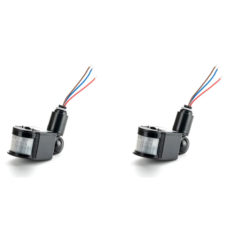 

2X светодиодный датчик движения, переключатель PIR, инфракрасный детектор, автоматический детектор движения, автоматическое включение и выключение, на открытом воздухе, AC85-265V, черный-A68E