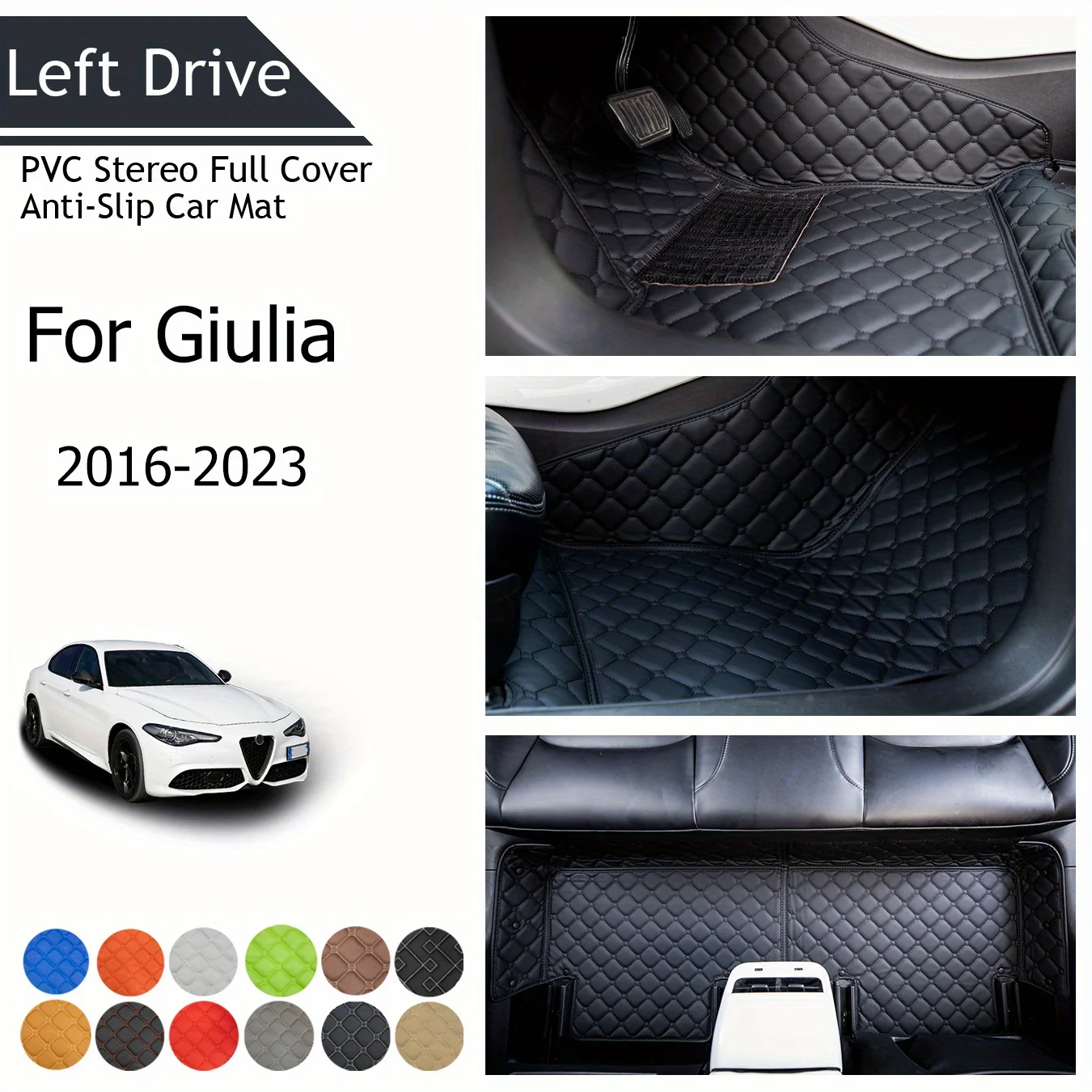 

TEGART 【LHD】For Alfa Romeo for Giulia 2016-2023 Three Layer PVC Stereo Full Cover Anti-Slip Car Mat Floor Car Accessories