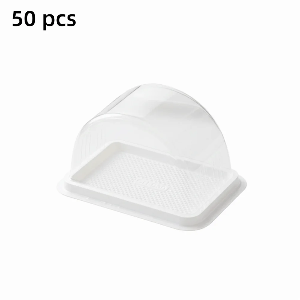 50 pcs Black/White Swiss Roll Packaging Box Large Thickened Dessert Containers Clear Lid Cake Wrapper