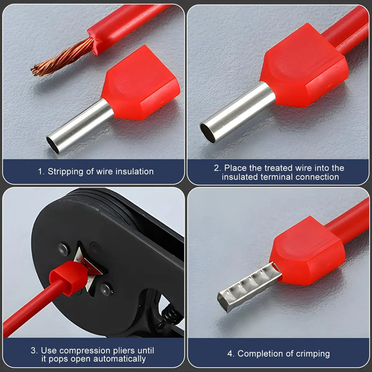 (N21R] Twin Wire End Ferrules, 2 X 10.0 Mm², Pack of 150, Length 14 Mm, Double Twin Wire End Ferrules