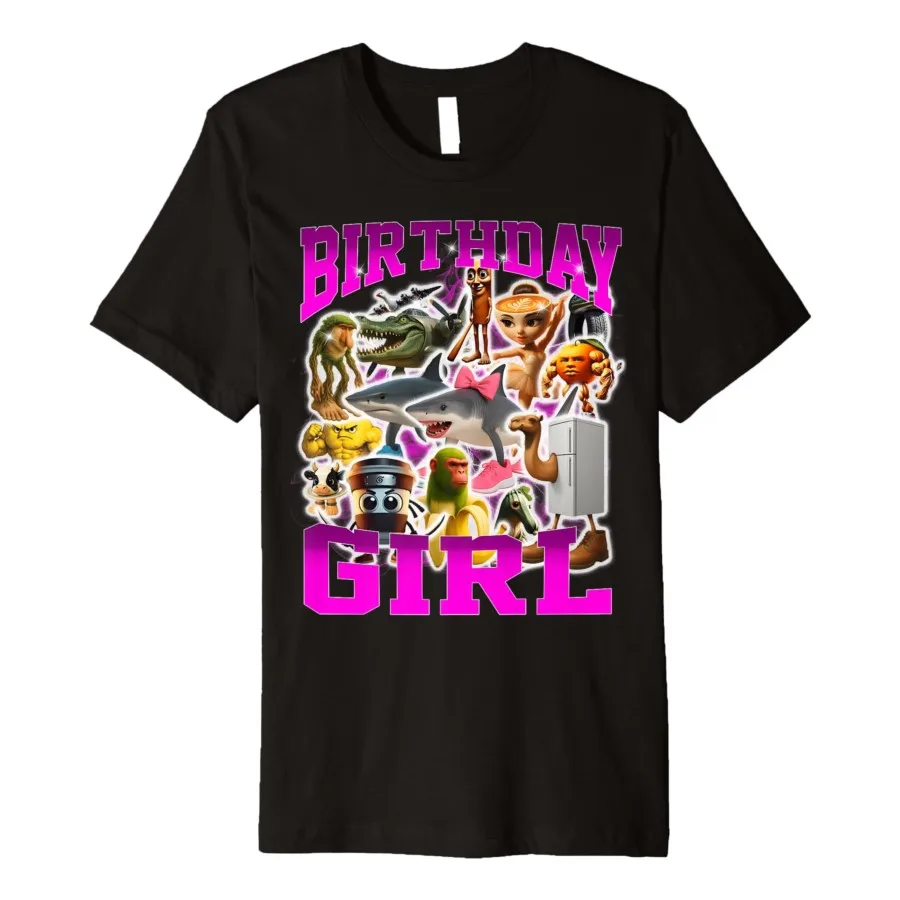 

Birthday Girl Meme Funny Brainrot Design T-shirt For Men Women 100% Cotton T Shirts Short Sleeve Tops 0820-2