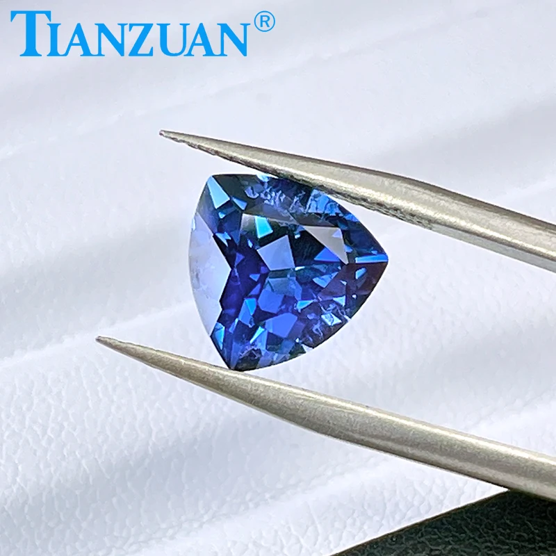 Trillion Shape  Lab Grown Sapphire Cornflower Blue Sapphire Natural Cut  Artificial Sapphire with Inclusions Loose Stone