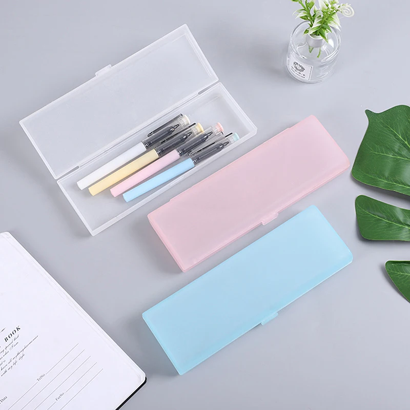 Pencil Case Korean Stationery Transparent Light Color Pencilcase For Girls Makeup Brush Chopsticks Eyebrow Pencil Storage Box