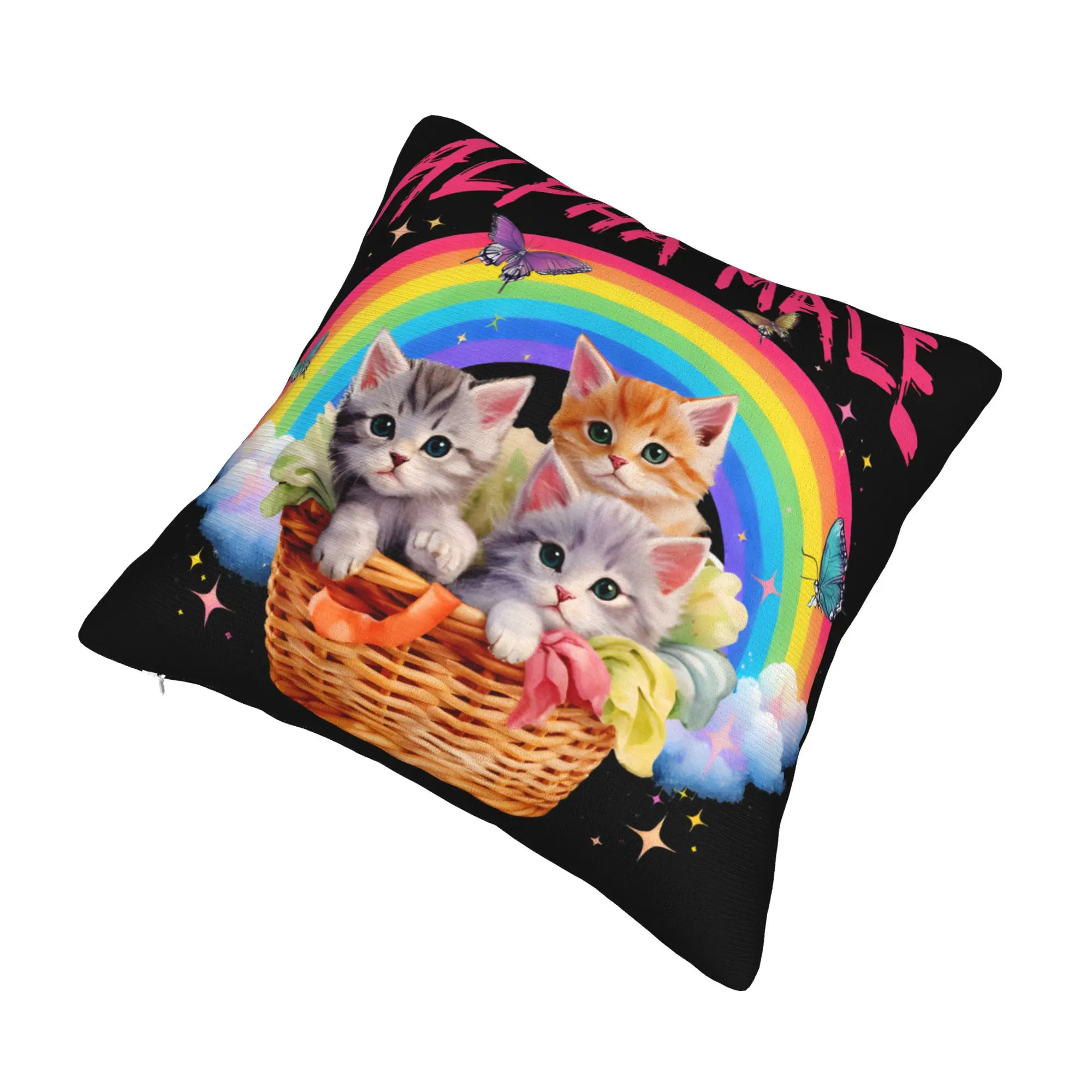 Decorative Pillow Covers Alpha Male Cat Kitten Funny  Merch Home  Throw Pillow Case Cover Square Multiple Sizes