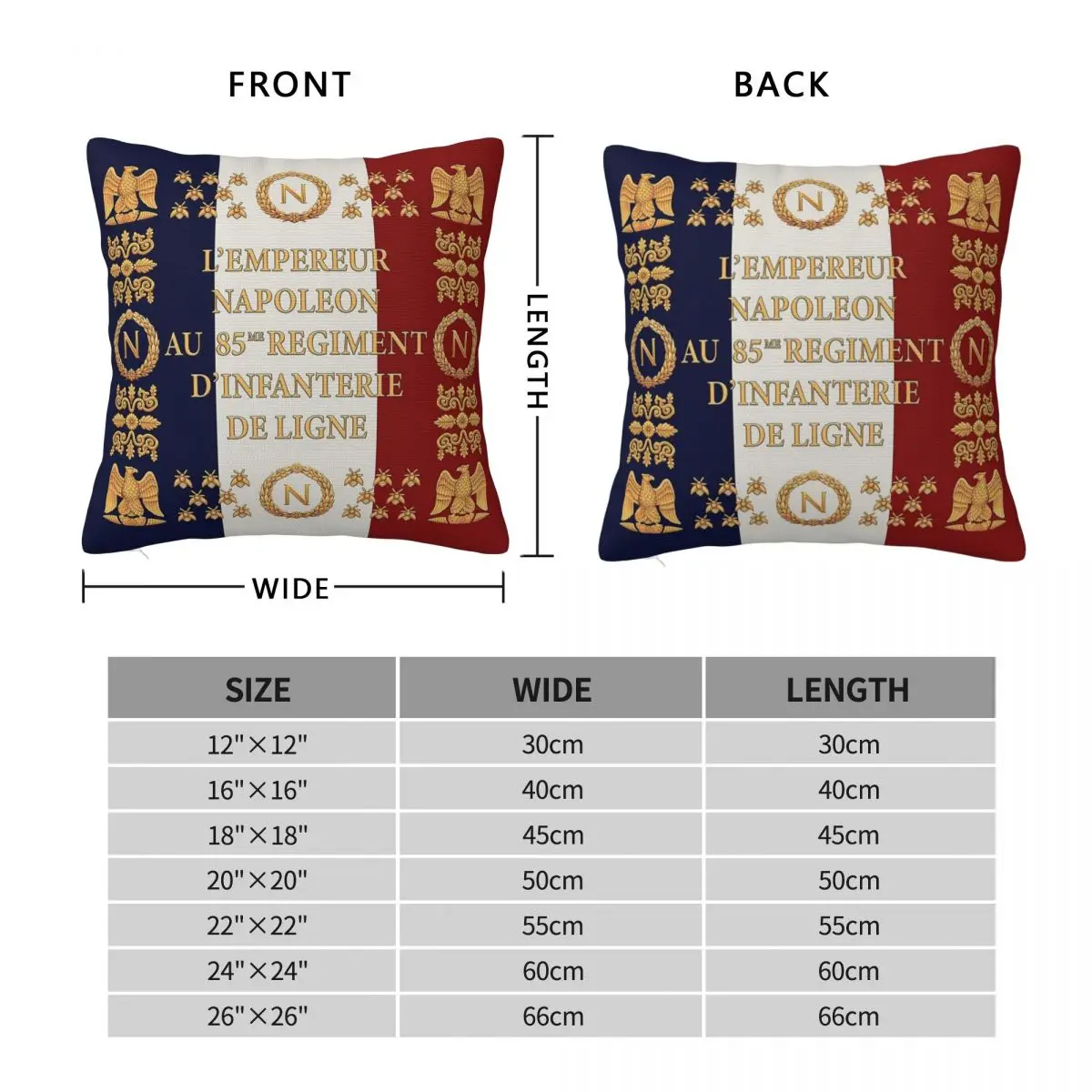 Napoleonic French 85th Regimental Pillowcase Polyester Linen Velvet Creative Zip Decorative Pillow Case Room Cushion Cover 18