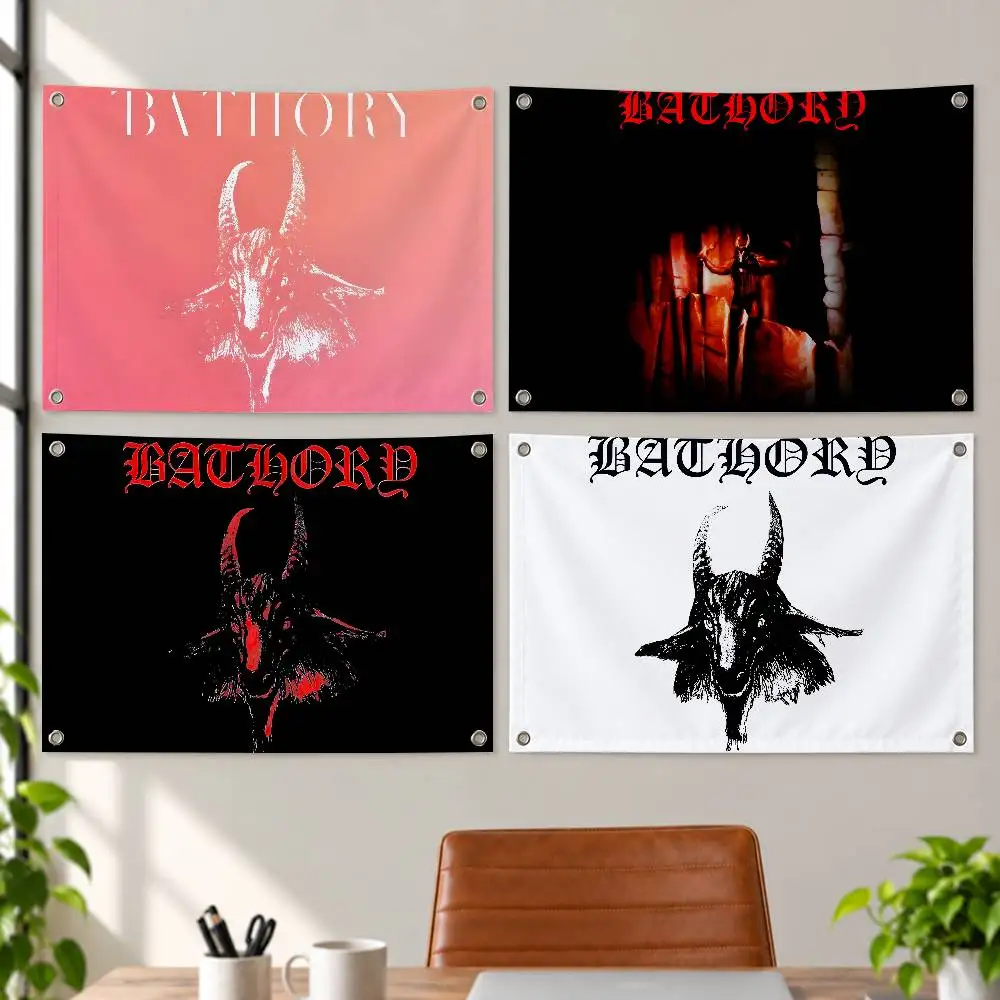 Metal Band Bathory Aesthetic Wall Tapestry Flag Printed Wall Hanging Living Room Party Outdoor Decor