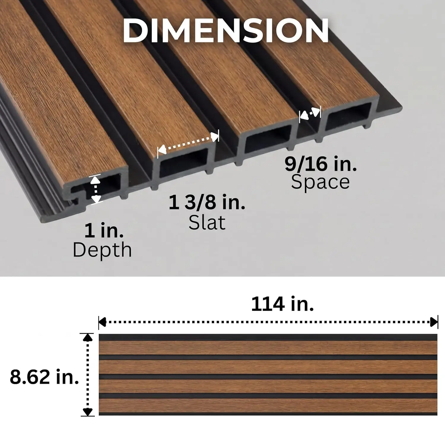 WPC Wall Slat Panels Waterproof Outdoor Composite Siding Cladding Walnut & Black 10