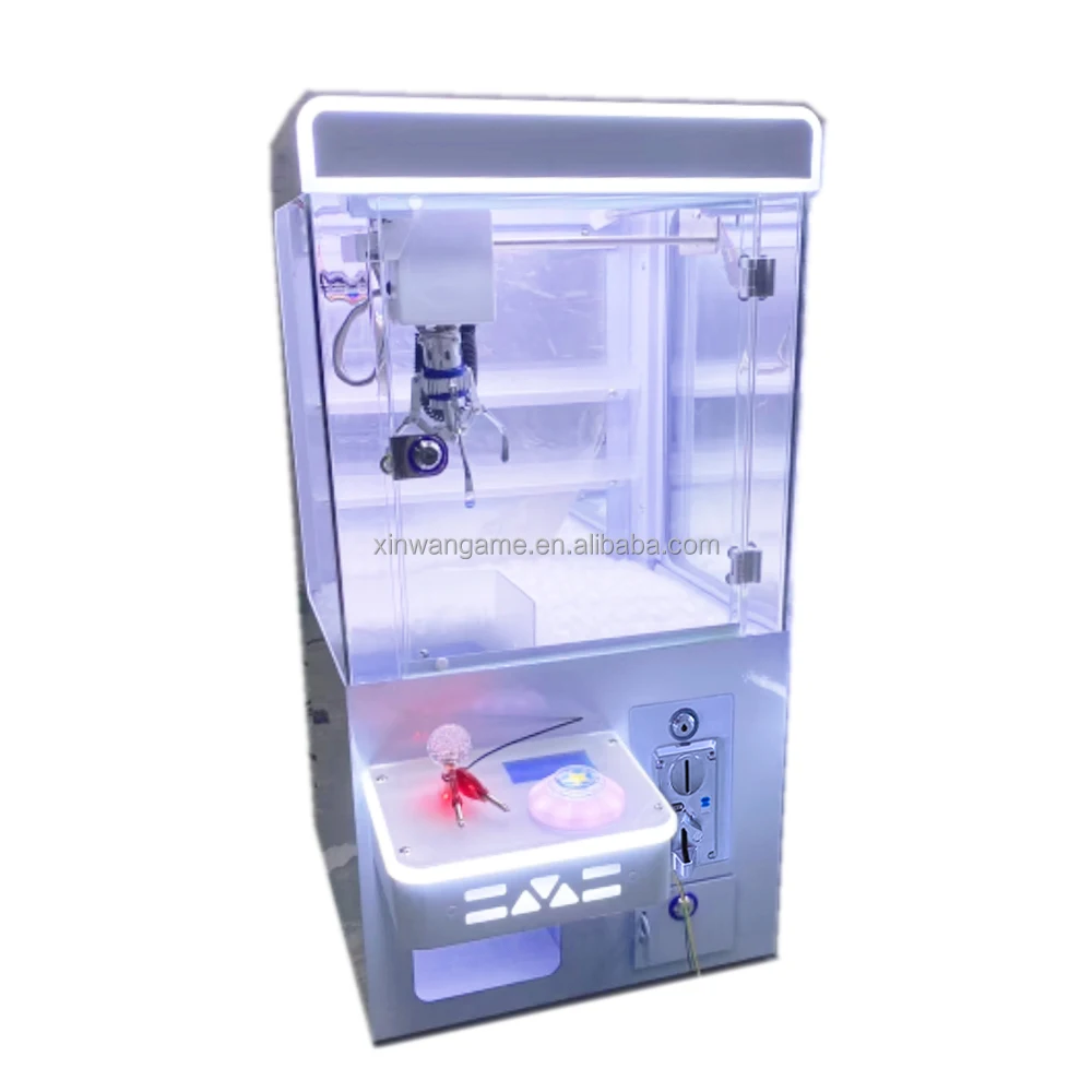 

White Mini Claw Machine Kids Toy Arcade Coin Operated Doll House HAPP Baby Small Toy Crane Machine Coin Acceptor for Sale