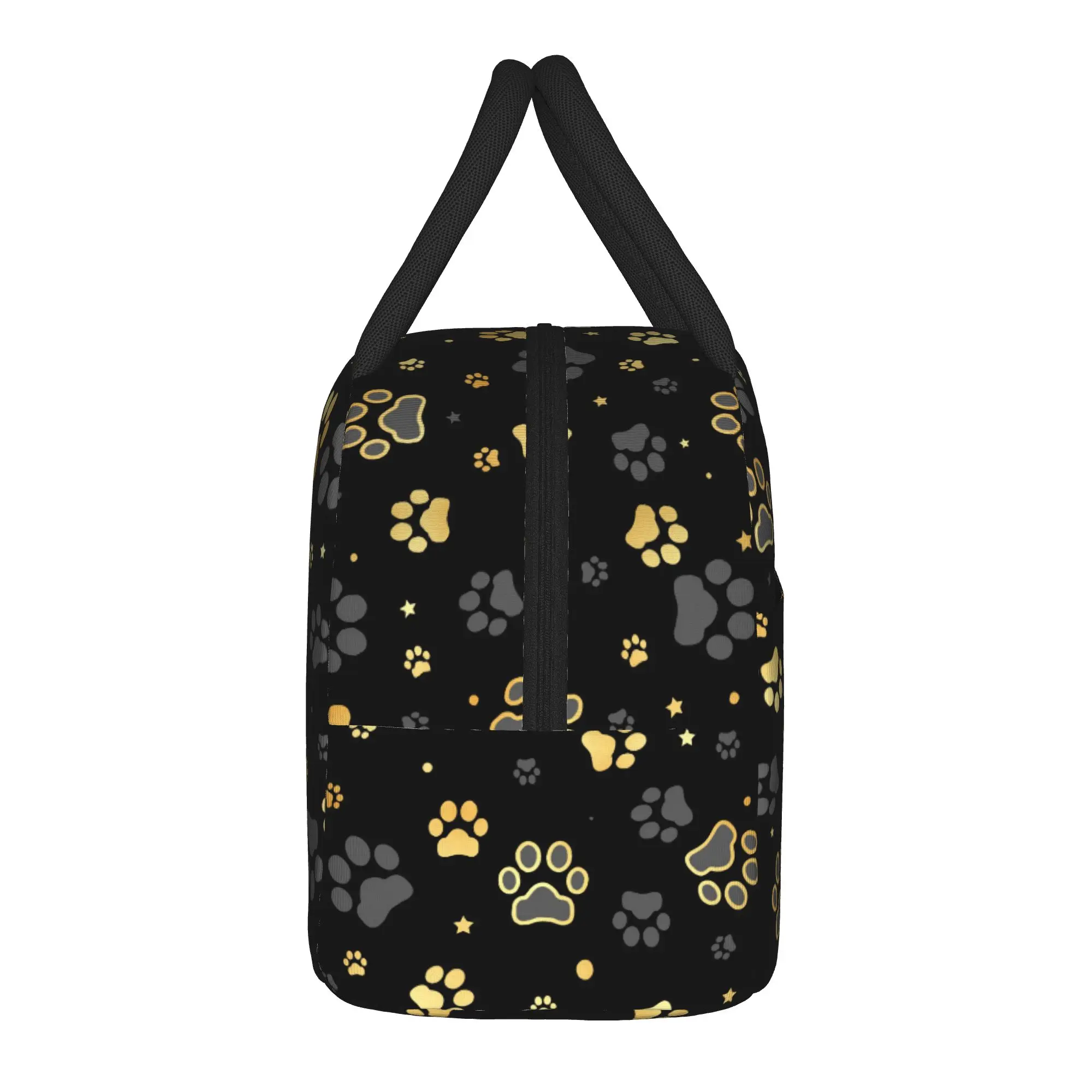 Gold Dog Paw Insulated Lunch Bags High Capacity Animal Lunch Container Cooler Bag Tote Lunch Box School  Travel Food Storage Bag