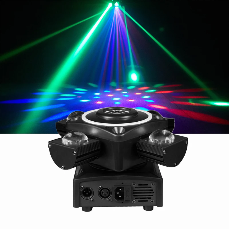 Show Time Lighting Dj Led Lights 4 Arms Led Beam Crystal Magic Ball Red Green Flower Warm Led Flash Unlimited Rotate Par Fixture