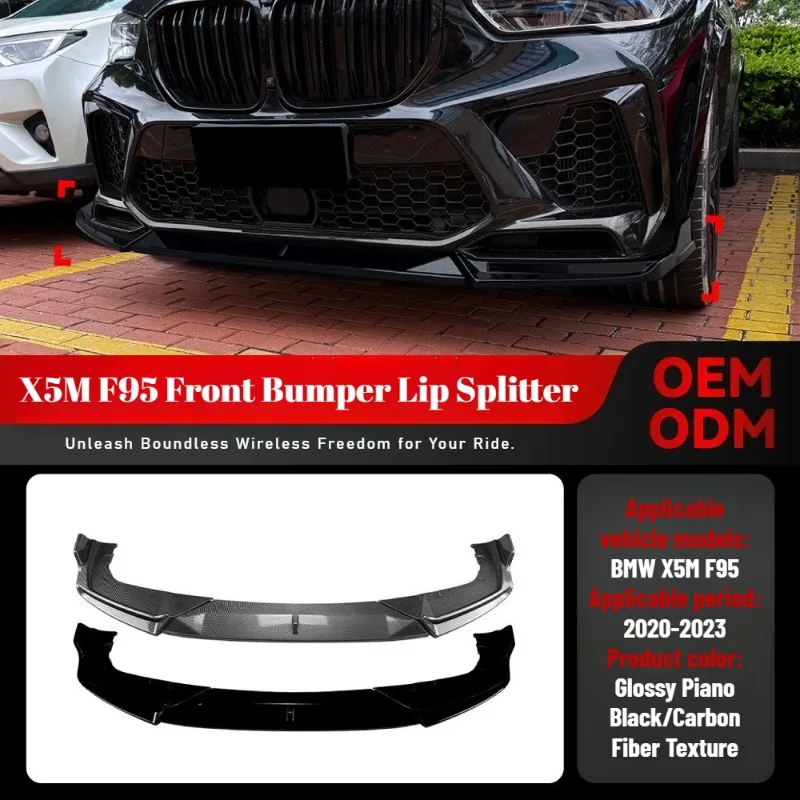 

For BMW X5M F95 2020 2021 2022 2023 Front Bumper Lip Splitter Spoiler Body Kit Aero Exterior Styling Universal Car Modification