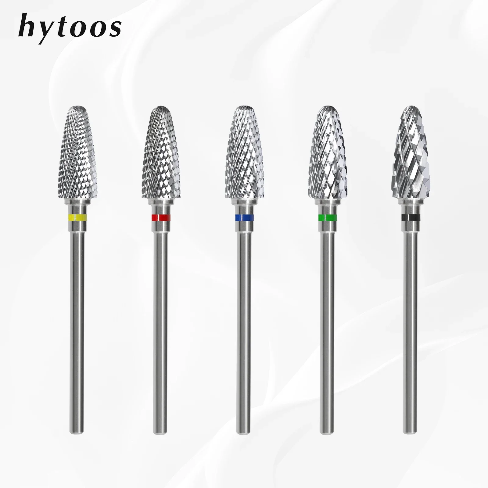 HYTOOS Bullet Carbide Nail Drill Bits Professional Rotary Flame Nail Bit Manicure Acrylic Gel Remover Nails Accessories Tools