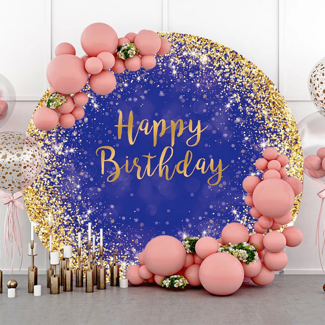 Fondo personalizado de lunares brillantes para fiesta de cumpleaños, fotografía con nombre, póster redondo personalizado, telón de fondo para Baby Shower
