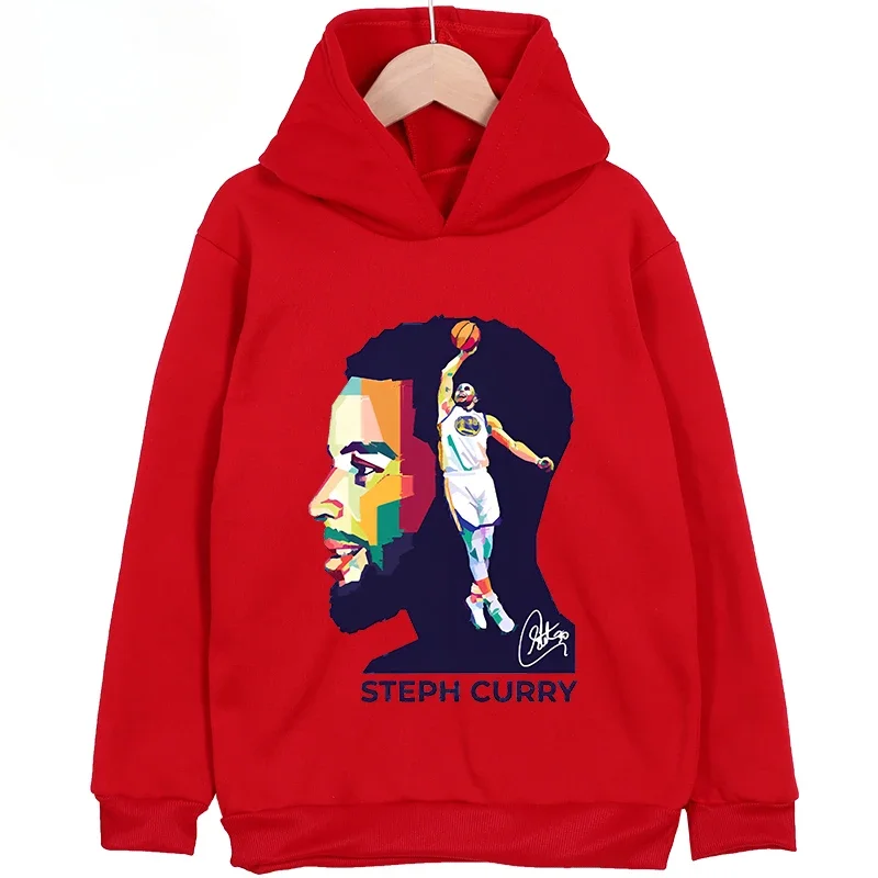 Stephen Curry Avatar Printed Children's Sports Hooded Hoodie Plus Velvet Sweatshirt Basketball Fan Kid Clothing Boys and Girls