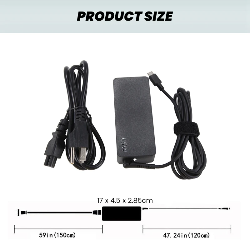 ACアダプター 65W USB Type C ラップトップ充電器 Chromebook 100E T480 T580 Yoga C930 アダプター電源コード、USプラグ用