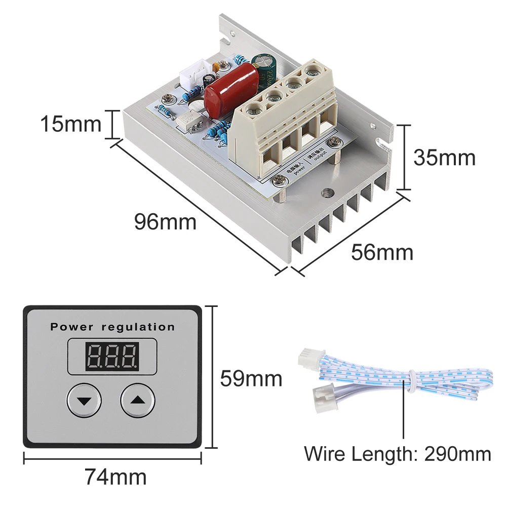 AC 220V 80A 10000W High Power Digital SCR PWM Motor Speed Controller Voltage Regulator Dimming Control Attemperation