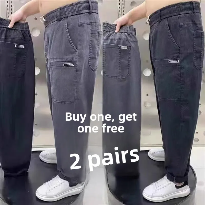 

Men's Casual Straight Leg Jeans Multiple Pockets Wear-Resistant Dirt-Resistant Spring Autumn Outdoor Loose Work Trousers