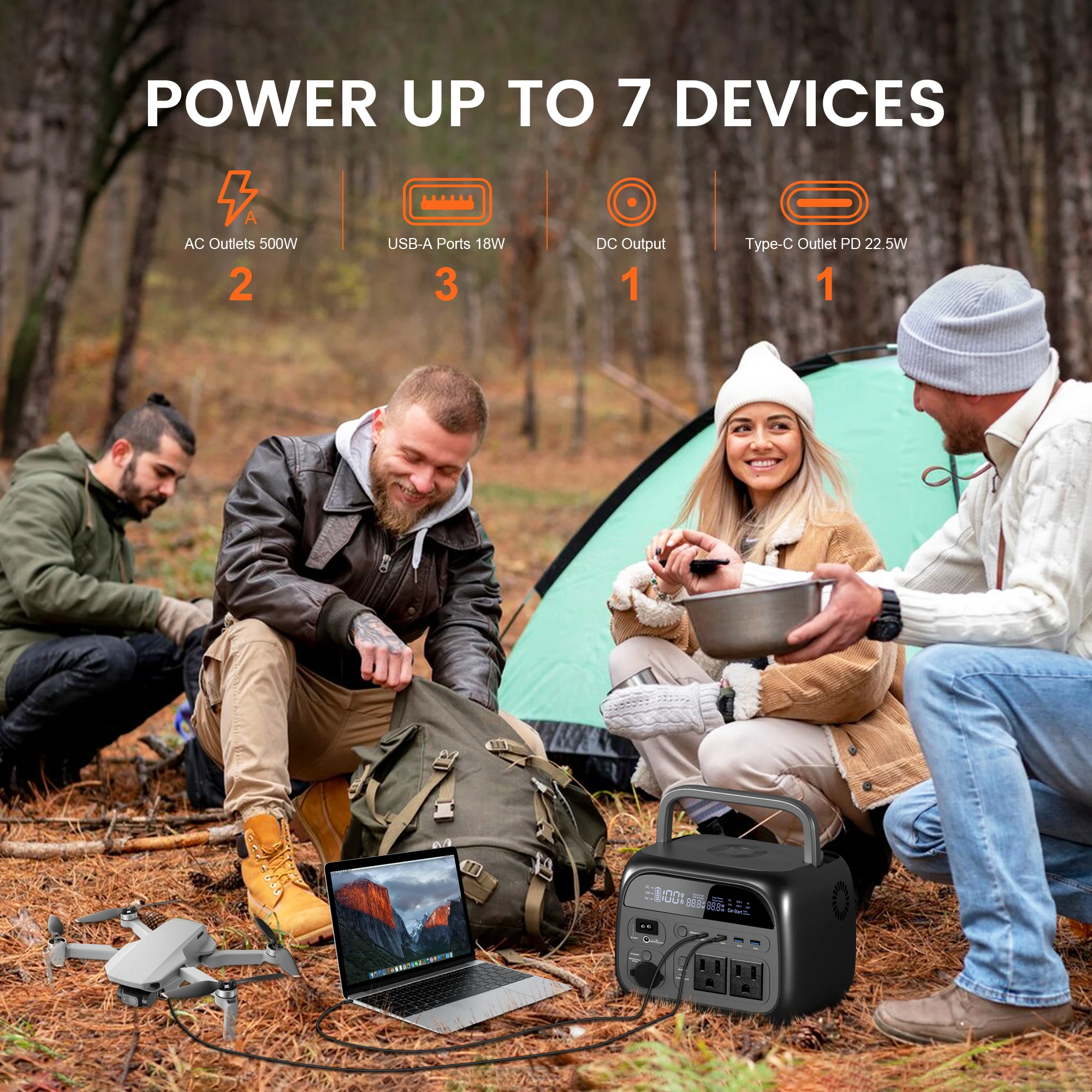 مولد طاقة شمسية CTOLITY AP400 محمول 150 وات شحن فائق السرعة 346Wh 500W محطة طاقة UPS LiFePO4 بطارية 3000+ دورة لاسلكية #5