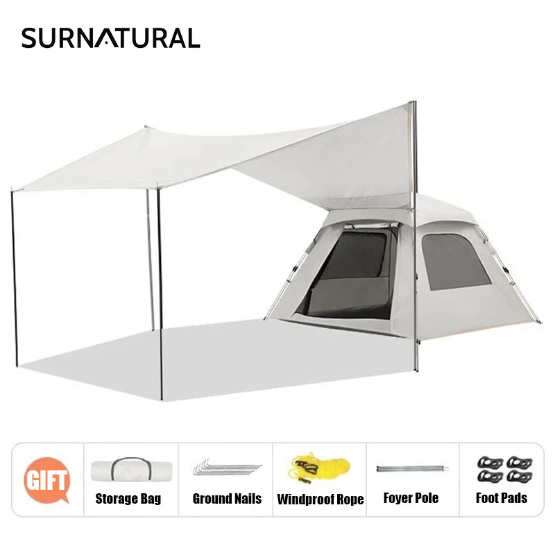 Outdoor Camping Tent Waterproof Folding Camping Supplies Portable 2 in 1 Tourist Tent fou Family Picnic Party Tents with Canopy