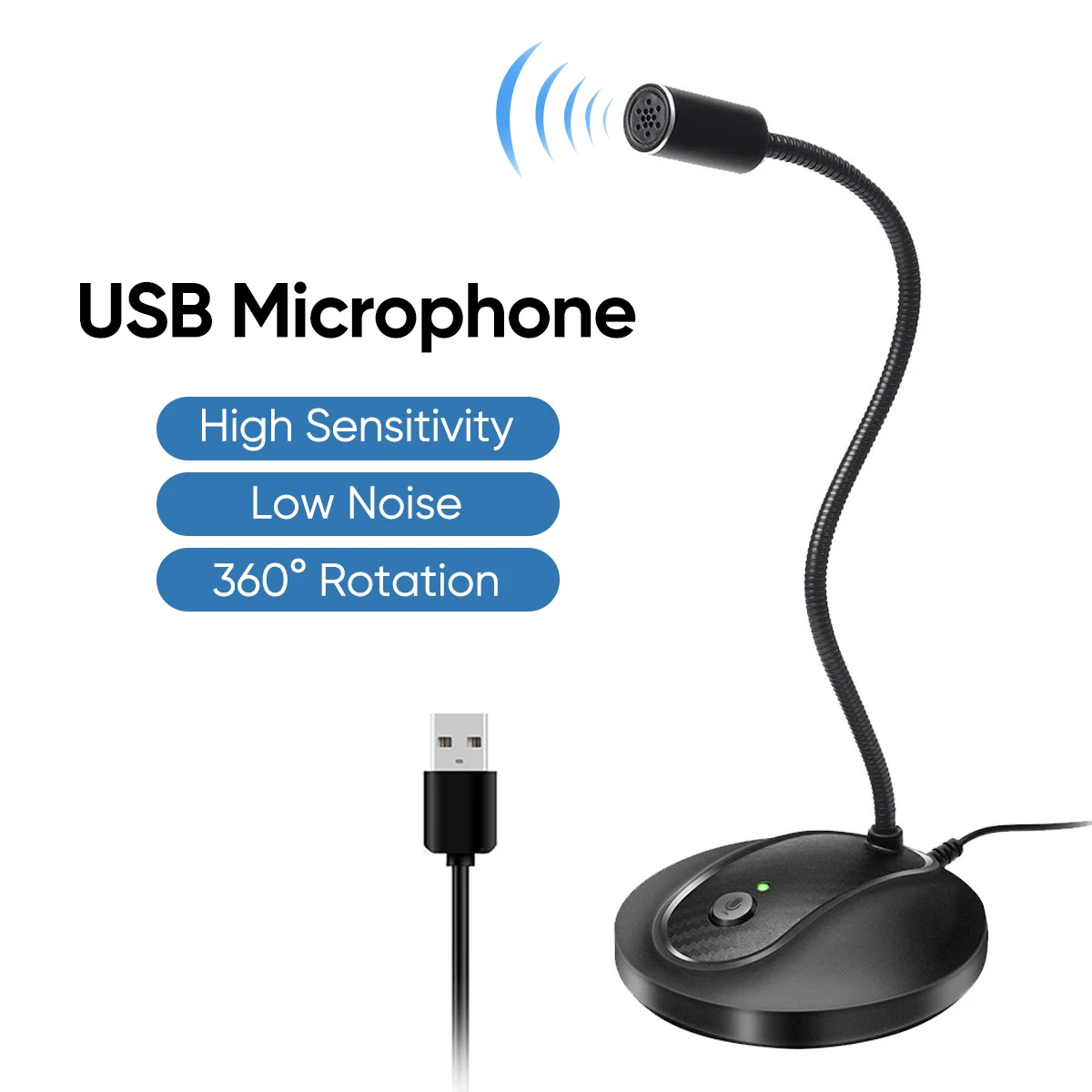 JOUNIVO USB Microphone With Mute ButtonGooseneck Design Desktop Microphne For Computer Recording Dictation Podcasting Conference