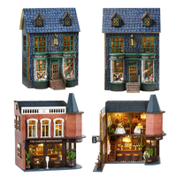 DIY Wooden Miniature Building Kits Doll Houses with Furniture Magic Shop Garden Restaurant Dollhouse for Girls Birthday Gifts