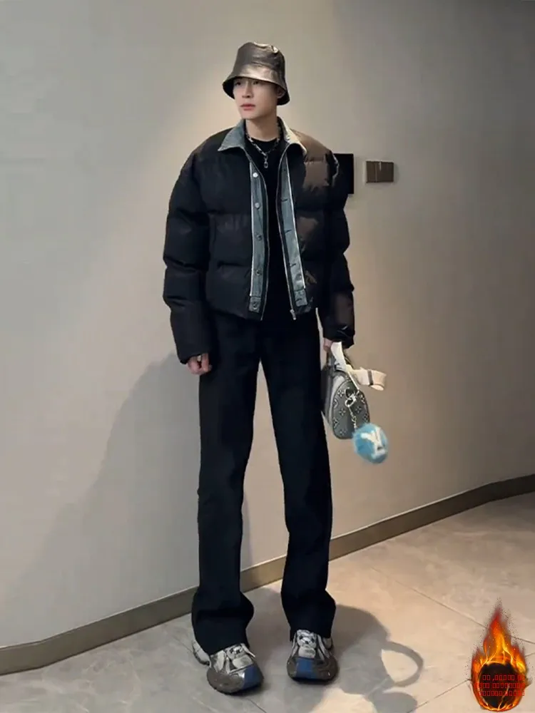 

Мужские джинсы Bla Fce с прямым кроем, на подкладке, эластичные, облегающие, в американском стиле, Cleanfit, узкие, повседневные