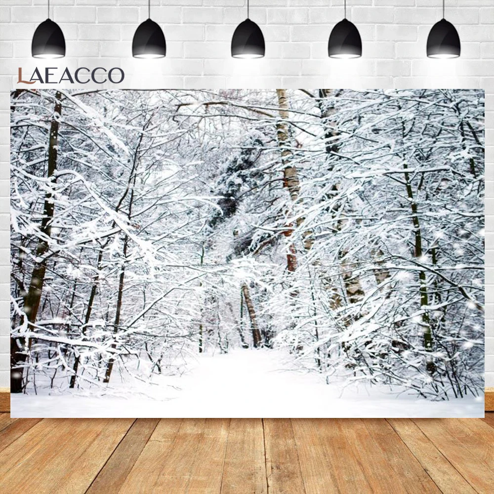 Old Tree Forest Winter Snow Park Outdoor Scenic Photography Backdrop Christmas Photographic Background Photocall Photo Studio