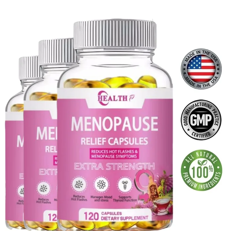 Cápsula de alivio de la menopausia Alivio multisimptomo para flashes calientes Suores nocturnos Equilibrio hormonal del estado de ánimo