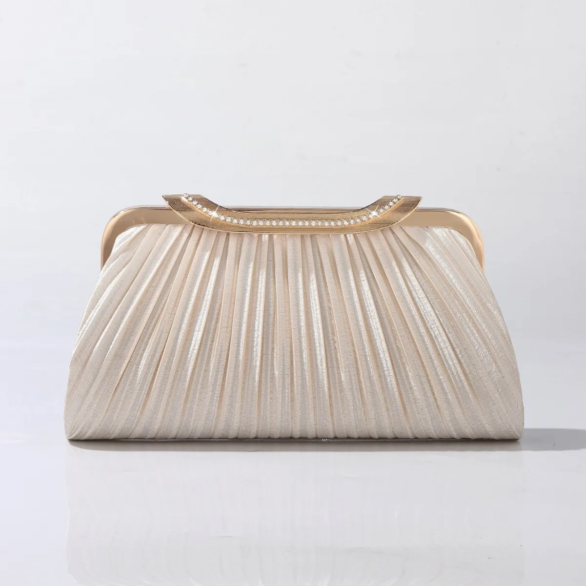 

Retro Folding Apricot Small Clutch Handbags Golden Chain Party Shoulder Bag Crossbody For Women Wedding Prom Bridal Evening Bag
