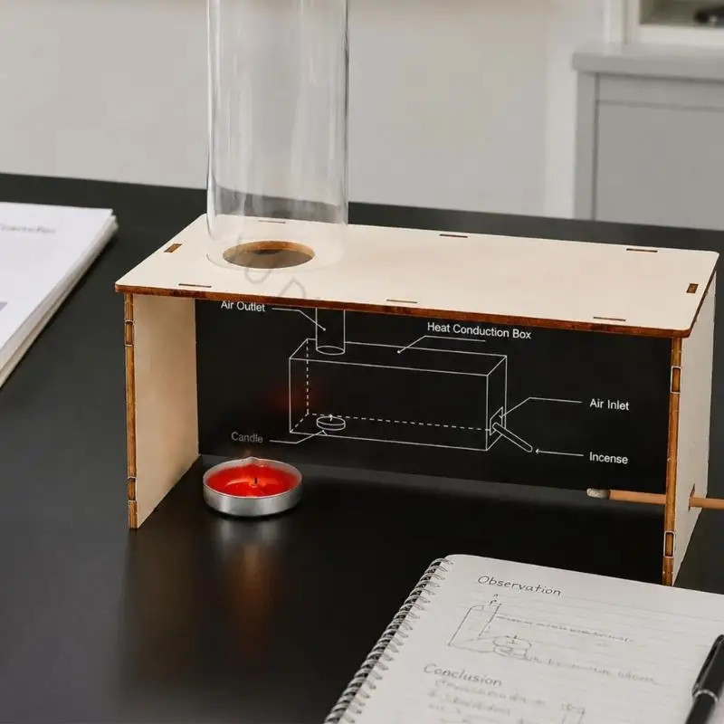96BA Konvektionsexperimentmodell für grundlegende Physikstunden, Windbildungsgerät aus Holz mit durchsichtigem Auslassrohr für – Detail 5