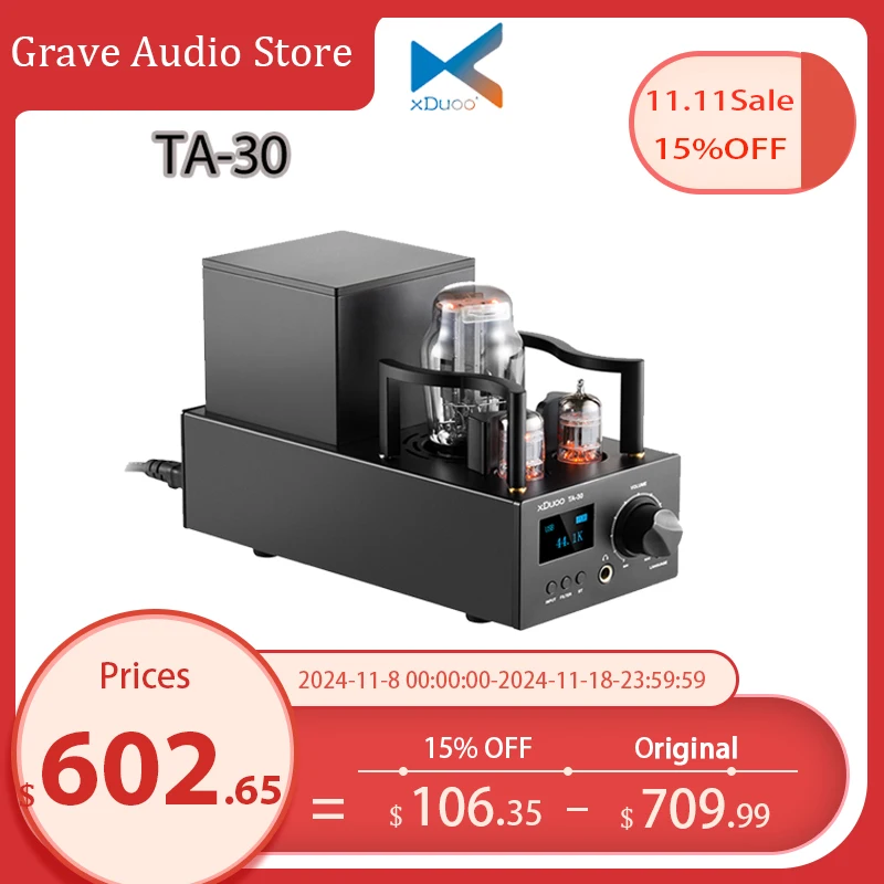 XDUOO TA-30 Ламповый усилитель для наушников Двойной ES9038Q2M HD Bluetooth Высокопроизводительный аудиоинтерфейс Fiio DSD512 ЦАП
