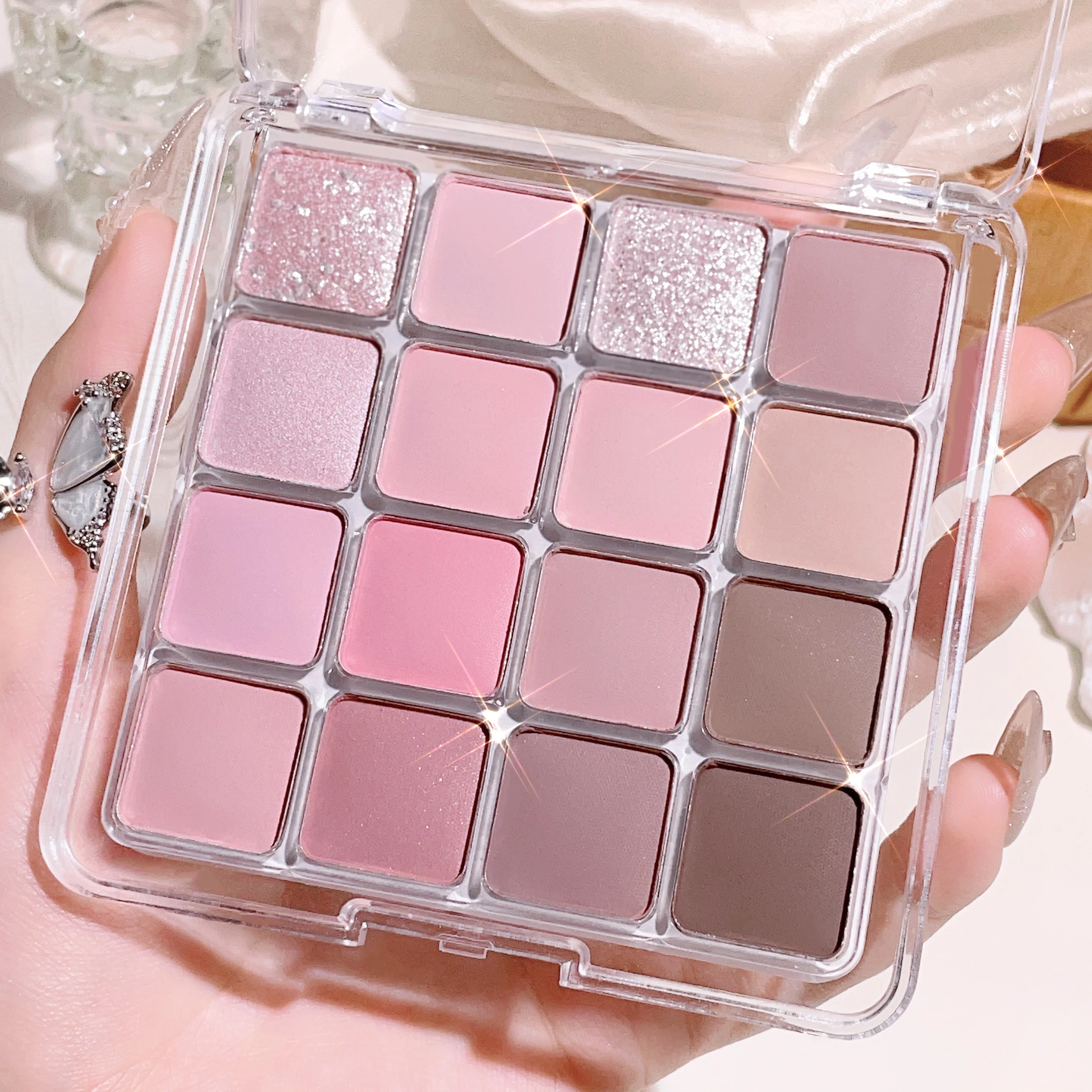 16-color sunset magic eye shadow tray pearl matte earth color Korean makeup eye shadow