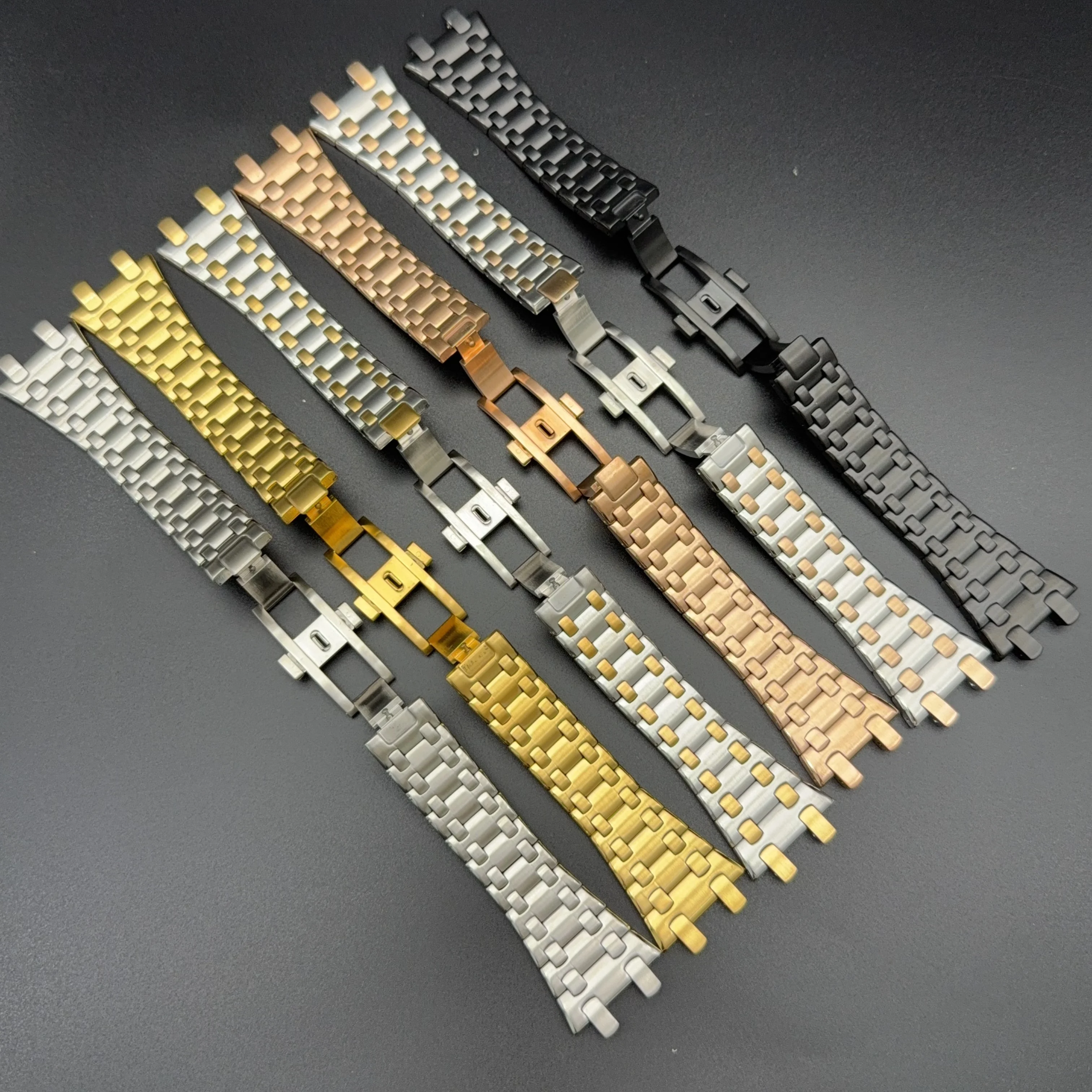 لساعة Ap Royal Oak Offshore قطر 42 مللي متر حزام ساعة من الفولاذ المقاوم للصدأ الصلب 28.5 مللي متر مقعر محدب 15710 26470 أشرطة الساعات