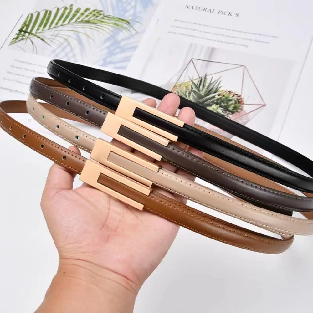 Retro Adjustable Waist Belt Pu Leather Alloy Buckle Skinny Waist Straps Thin Dress Coat Decorative Waistband Women